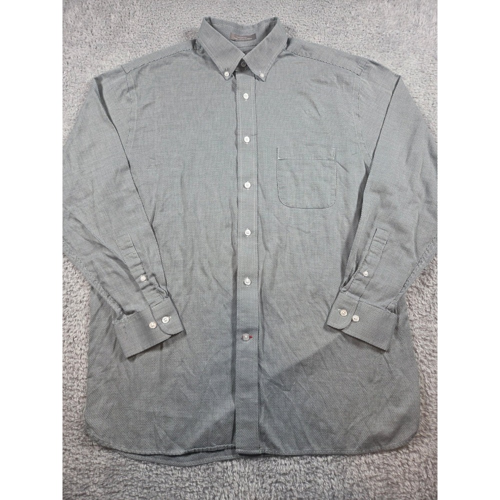 Daniel Cremieux Button Down Shirt Large Grey Mens Signature Cotton Micro Check